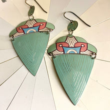 Load image into Gallery viewer, Seafoam Mandala Shield Tin Earrings