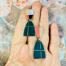 Load image into Gallery viewer, Midnight Colorblock Mod Arches Drop Tin Earrings