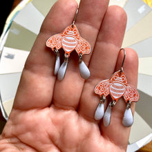 Load image into Gallery viewer, Fancy Bees Tin Chandelier Earrings