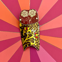 Load image into Gallery viewer, Quirky Owl IX Upcycled Tin Brooch &amp; Pendant