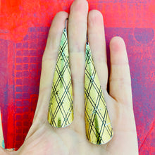Load image into Gallery viewer, Golden Lattice Long Drop Tin Earrings