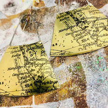 Load image into Gallery viewer, Golden Maps Big Wide Fan Tin Earrings