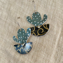 Load image into Gallery viewer, Tiny Black Potted Cactus Tin Earrings