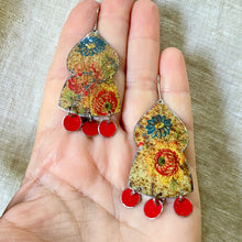 Load image into Gallery viewer, Rustic Flowers Temple Drop Tin Earrings