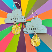 Load image into Gallery viewer, Vintage Globe Rain Clouds Tin Earrings