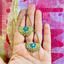 Load image into Gallery viewer, Half Zinnias Upcycled Tin Circle Earrings