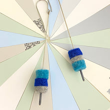 Load image into Gallery viewer, Stacked Wool Felt, Scarlet, Gray, Sky Earrings