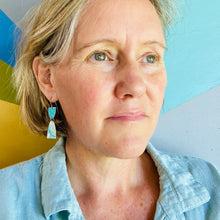 Load image into Gallery viewer, Turquoise Mod Arches Drop Tin Earrings