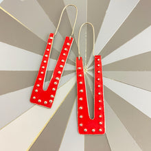 Load image into Gallery viewer, Red Dimpled Drop Earrings