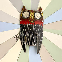 Load image into Gallery viewer, Quirky Owl II Upcycled Tin Brooch