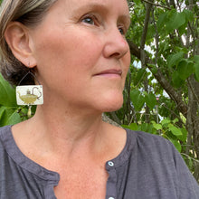 Load image into Gallery viewer, Wide Golden Coffeepot Tin Earrings