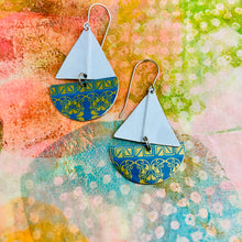 Load image into Gallery viewer, Turquoise &amp; Gold Sailboat Tin Earrings