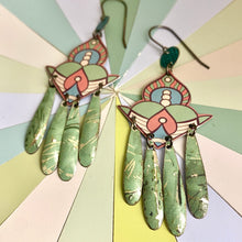 Load image into Gallery viewer, Seafoam Chandelier Tin Earrings