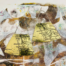 Load image into Gallery viewer, Golden Maps Big Wide Fan Tin Earrings