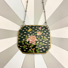 Load image into Gallery viewer, Red Blossom on Midnight Tin Necklace