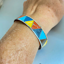 Load image into Gallery viewer, Ocean Shore Triangles Tesserae Tin Cuff