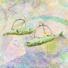 Load image into Gallery viewer, Seafoam Sperm Whales Upcycled Tin Earrings