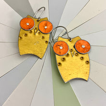 Load image into Gallery viewer, Shimmery Gold Owl Earrings
