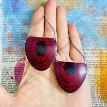 Load image into Gallery viewer, Scarlet Sunflowers Upcycled Tin Earrings
