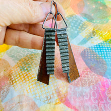 Load image into Gallery viewer, Rustic Bronze Ribbon Tin Earrings