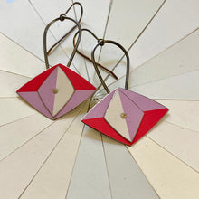 Load image into Gallery viewer, Violet, Cerise &amp; Cream Cat Eye Earrings