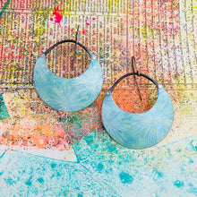 Load image into Gallery viewer, Aqua Fireworks Crescent Circles Tin Earrings