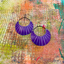 Load image into Gallery viewer, Radiant Purple Crescent Circles Tin Earrings