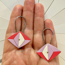 Load image into Gallery viewer, Violet, Cerise &amp; Cream Cat Eye Earrings