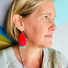 Load image into Gallery viewer, Carmine &amp; Aqua Fantasy Flowers Tin Earrings