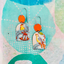 Load image into Gallery viewer, Fancy Birds Wide Arch Upcycled Tin Earrings