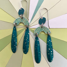 Load image into Gallery viewer, Mixed Teals Mini Rainbow Tin Earrings