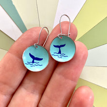 Load image into Gallery viewer, Whale Tail Tiny Dot Upcycled Tin Earrings