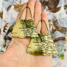 Load image into Gallery viewer, Golden Maps Big Wide Fan Tin Earrings