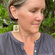 Load image into Gallery viewer, Tall Golden Coffeepot Tin Earrings