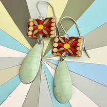 Load image into Gallery viewer, Flowery Mosaic &amp; Pale Aqua Earrings