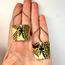 Load image into Gallery viewer, Vintage Darks Patchwork Trapezoid Tin Earrings