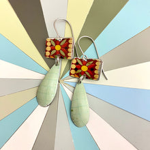 Load image into Gallery viewer, Flowery Mosaic &amp; Pale Aqua Earrings