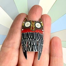 Load image into Gallery viewer, Quirky Owl II Upcycled Tin Brooch