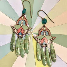 Load image into Gallery viewer, Seafoam Chandelier Tin Earrings