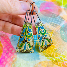 Load image into Gallery viewer, Morris Long Fans Recycled Tin Post Earrings