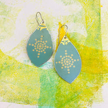 Load image into Gallery viewer, Cream Mandala on Dusty Blue Pod Earrings
