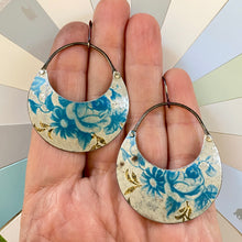 Load image into Gallery viewer, Vintage Delft Roses Crescent Circles Earrings