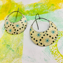 Load image into Gallery viewer, Retro Starburst Crescent Circles Tin Earrings