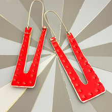 Load image into Gallery viewer, Red Dimpled Drop Earrings
