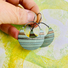 Load image into Gallery viewer, Vintage Aqua Crescent Circles Tin Earrings