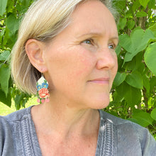 Load image into Gallery viewer, Rustic Flowers Temple Drop Tin Earrings