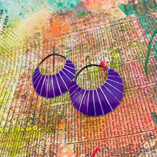 Load image into Gallery viewer, Radiant Purple Crescent Circles Tin Earrings