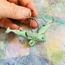 Load image into Gallery viewer, Seafoam Sperm Whales Upcycled Tin Earrings