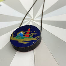 Load image into Gallery viewer, Little Red Pagoda Reversible Tin Necklace