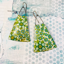 Load image into Gallery viewer, Flower Field Upcycled Tin Long Fans Earrings
